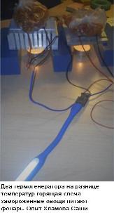 термогенераторы питают фонарь